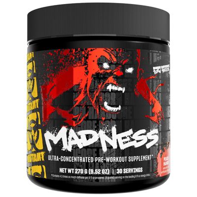 Mutant Madness | Pre Workout Powder Supplement Performance and Pump Blend Includes L-Citrulline, Beta-Alanine, Taurine, L-Tyrosine | 30 Serving | Peach Mango