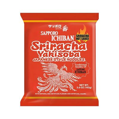 SAPPORO ICHIBAN Sriracha Yakisoba, Spicy Chow Mein, No. 1 Tasting Japanese Instant Noodles (3.6 Oz/102 g)