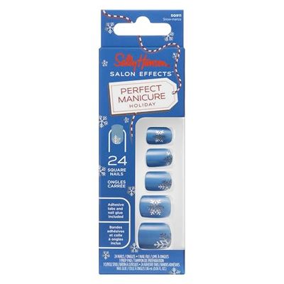 Sally Hansen Salon Effects Perfect Manicure, Snow-mance, Press On Nails, Non-Damaging Adhesive Tabs, File, and Alcohol Pad Included