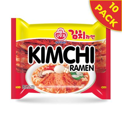 OTTOGI KIMCHI RAMEN- Korean Style Instant Noodle - Tasty and Tangy and Kimchi Noodles (120g) - 10 Pack