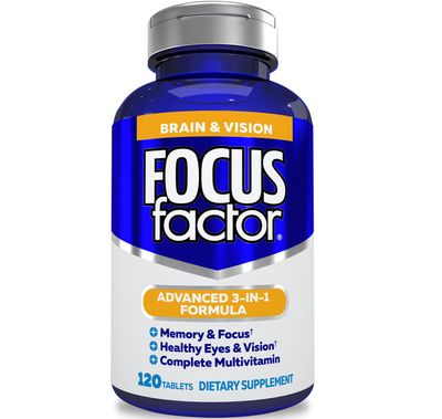 Focus Factor Adults Brain and Vision Supplement, 120 Count - Eye Vitamin, Mineral Supplement &amp; Complete Multivitamin w/Lutein &amp; Zeaxanthin - Brain Supplement for Focus, Concentration, Memory