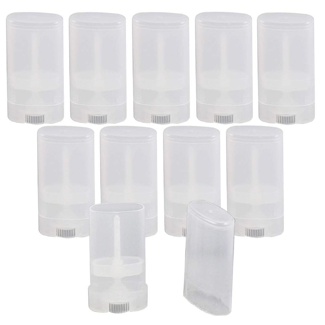 10PCS 15ml 0.5oz Clear Empty Plastic Oval DIY Lipstick Lip Balm Lip Gloss Tubes Deodorant Crayon Chapstick Tube Bottle Containers Oval Holder Case Pipe
