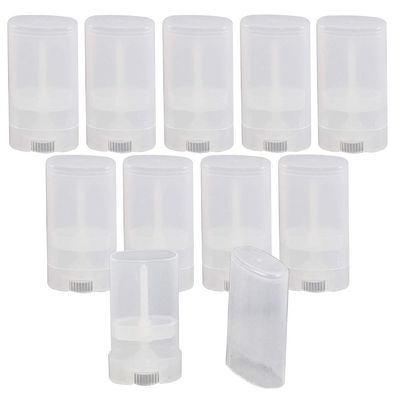 10PCS 15ml 0.5oz Clear Empty Plastic Oval DIY Lipstick Lip Balm Lip Gloss Tubes Deodorant Crayon Chapstick Tube Bottle Containers Oval Holder Case Pipe