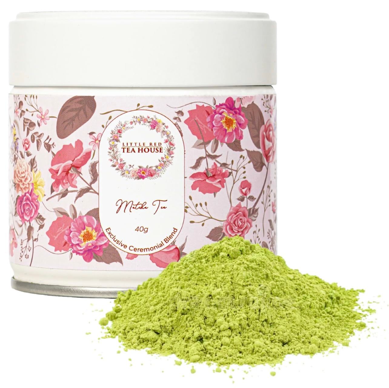Little Red Tea House Matcha Green Tea Powder Authentic Japanese First Harvest Ceremonial Grade Matcha Powder Japanese Green Tea with Rich Umami Seaweed Flavor Green Tea Powder Tin - 20 servings