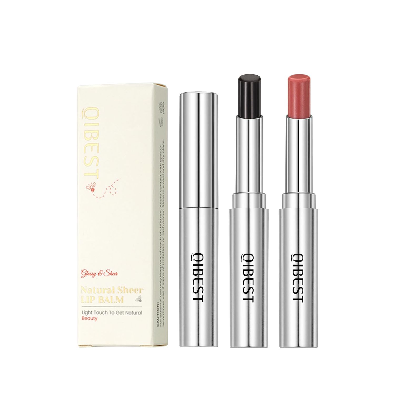 2PCS Honey-Infused Tinted Lip Balm Set | Hydrating Moisturizing Lipstick Balm with Shea Butter &amp; Vitamin E | 01 Light Brown Tea &amp; 02 Lychee Pink, Natural Lip Care for Dry Lips