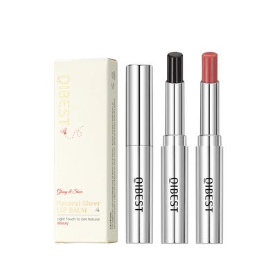2PCS Honey-Infused Tinted Lip Balm Set | Hydrating Moisturizing Lipstick Balm with Shea Butter &amp; Vitamin E | 01 Light Brown Tea &amp; 02 Lychee Pink, Natural Lip Care for Dry Lips