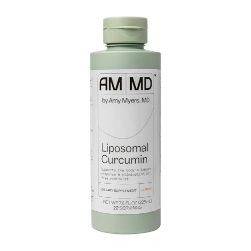Amy Myers MD Liposomal Curcumin for A Healthy Inflammation Response - Turmeric Curcumin For Gut Health, Oxidative Stress, Help Neutralize Harmful Sgents - 5.6x Higher Absorption, Citrus Flavor 8 Fl Oz