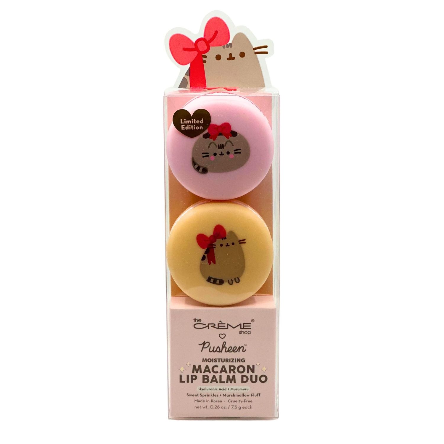 The Crme Shop x Pusheen Macaron Lip Balm Duo, Korean Lip Balm with Hyaluronic Acid and Murumuru Butter - Sweet Sprinkles &amp; Marshmallow Fluff (Pack of 2)