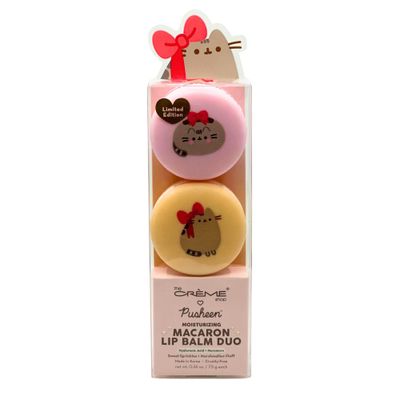 The Crme Shop x Pusheen Macaron Lip Balm Duo, Korean Lip Balm with Hyaluronic Acid and Murumuru Butter - Sweet Sprinkles &amp; Marshmallow Fluff (Pack of 2)