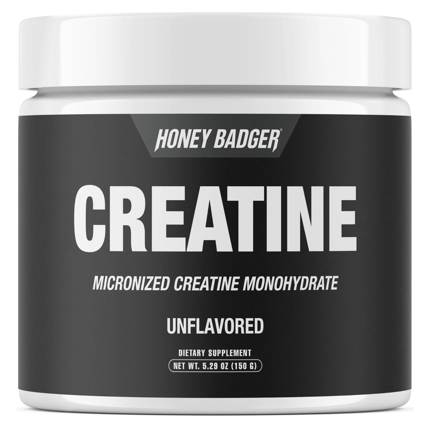 Honey Badger Creatine Monohydrate Powder, Micronized, Unflavored, Muscle Growth and Recovery Supplement