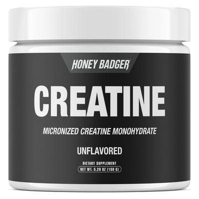 Honey Badger Creatine Monohydrate Powder, Micronized, Unflavored, Muscle Growth and Recovery Supplement