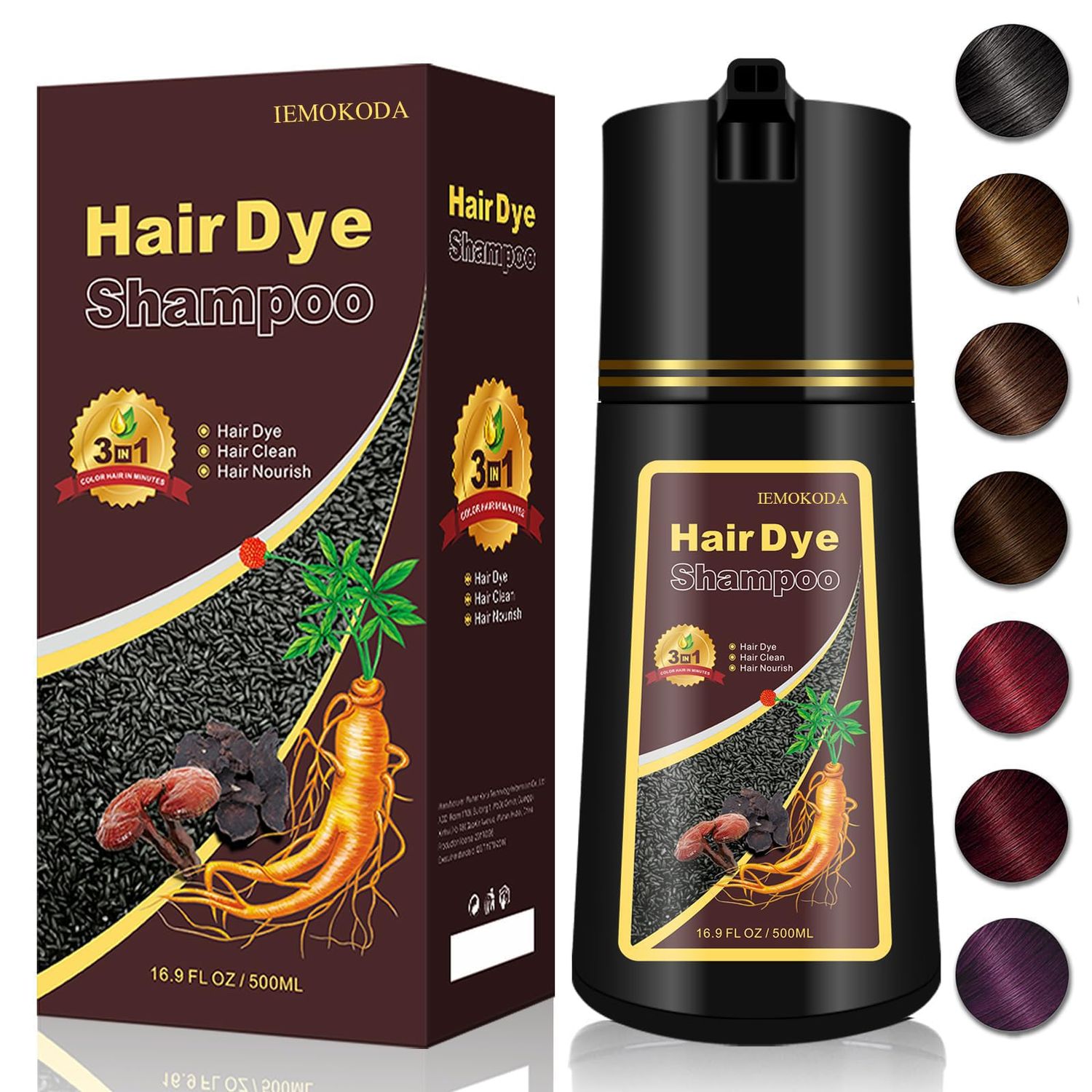 Deep Burgundy Hair Dye Shampoo Red, Instant Dye Shampoo for Gray Hair for Women Men, Best Hair Coloring Shampoo for Painting Hair, 3-in-1 Color Shampoo Hair Dye in Minutes, Champu Para Pintar el Pelo