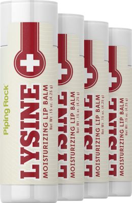 Piping Rock Lysine Lip Balm | 4 Pack | Moisturizing Ointment | Non-GMO and Gluten Free