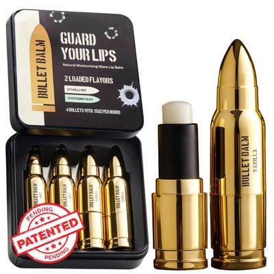 Bullet Lip Balm for Men (Vanilla &amp; Peppermint) - Cool Gifts for Gun Owners, Unique Gifts for Men, Tactical Gifts for Dad, All-Natural Moisturizing Lip Care