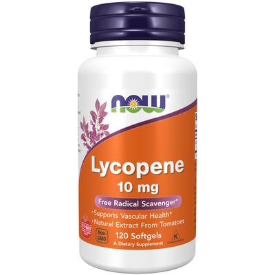 NOW Supplements, Lycopene 10 mg with Natural Extract from Tomatoes, Free Radical Scavenger, 120 Softgels