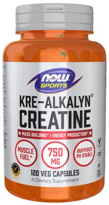 NOW Foods Sports Nutrition, Kre-Alkalyn Creatine 750 mg, Mass Building/Energy Production, 120 Veg Capsules