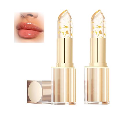 Hicassani Color Changing Lipstick,Transparente Transferproof Gold Crystal Color Changing Lip Stick,Moisturizer Long Lasting Lip Balm (2 PCS)