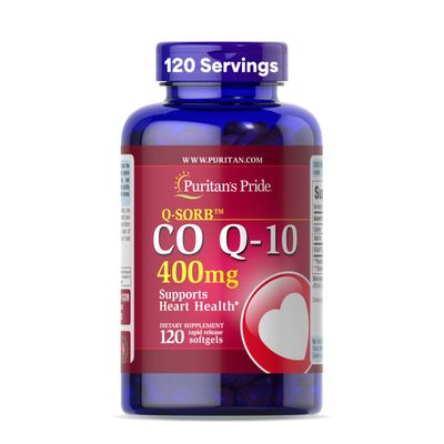 Puritan&#39;s Pride Coenzyme CoQ10 400mg, Dietary Supplement for Heart Health, Blood Pressure, Oral Gum Health, and Healthy Aging Support, 120 Day Supply, Rapid Release Softgels