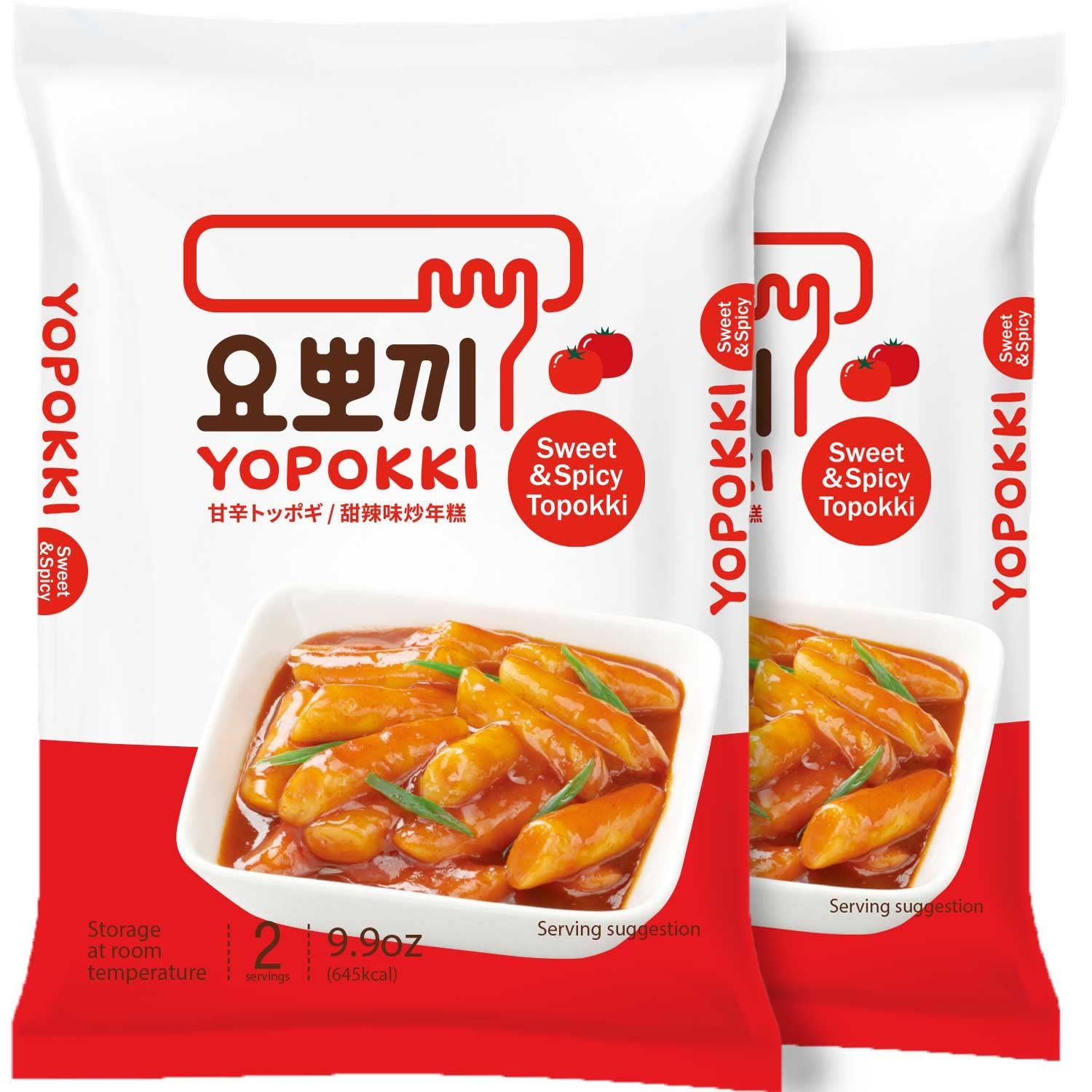 Yopokki Instant Tteokbokki Pack (Sweet Mild Spicy, Pack of 2) Korean Street food with sweet and moderately spicy sauce Topokki Rice Cake - Quick &amp; Easy to Prepare