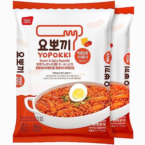 Yopokki Instant Rabokki Pack (Sweet Mild Spicy, 2 Packs) Korean Street food with sweet and moderately spicy sauce Ramen Noodle Topokki Rice Cake - Quick &amp; Easy to Prepare