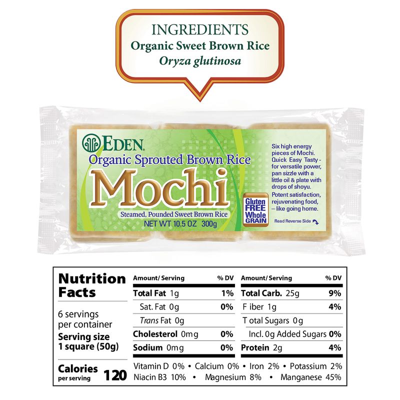 Eden Organic Sprouted Brown Rice Mochi, 100 Sprouted Whole Grain, Traditionally Made in Japan, 10.5 oz