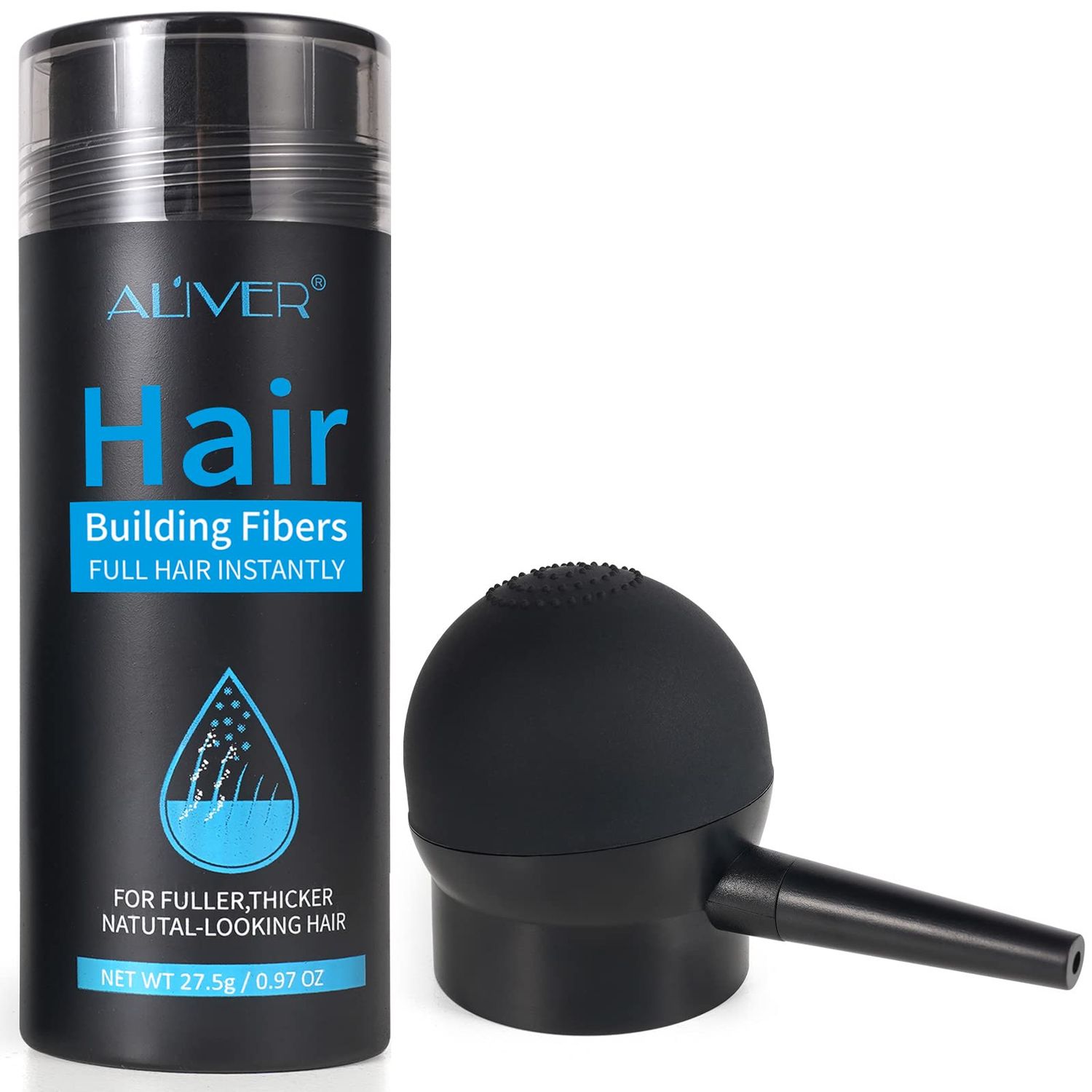 Aliver Hair Fibers for Thinning Hair with Spray Dark Brown - Undetectable Natural Formula - Thicker Fuller Hair in 15 Seconds - Conceals Hair Loss &amp; Look Younger - Designed for Men &amp; Women,0.97Oz