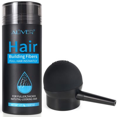 Aliver Hair Fibers for Thinning Hair with Spray Dark Brown - Undetectable Natural Formula - Thicker Fuller Hair in 15 Seconds - Conceals Hair Loss &amp; Look Younger - Designed for Men &amp; Women,0.97Oz