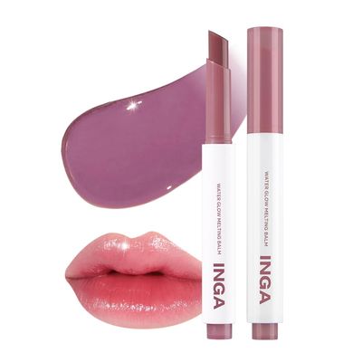 INGA Water Glow Melting Balm - MULBERRY JUICE | Hydrating Sheer Lip Balm with Juicy &amp; Melting Texture - Non-Sticky, Plumping Effect - K-Beauty Glass Lip Look