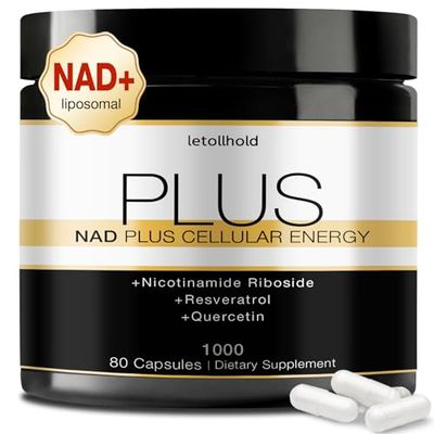 NAD Supplement - NAD Nicotinamide Riboside Resveratrol, Liposomal NAD Supplement 1000mg for Cellular Health &amp; Healthy Aging - NAD Supplements for Women &amp; Men - Non-GMO, Gluten-Free (80 Capsules)