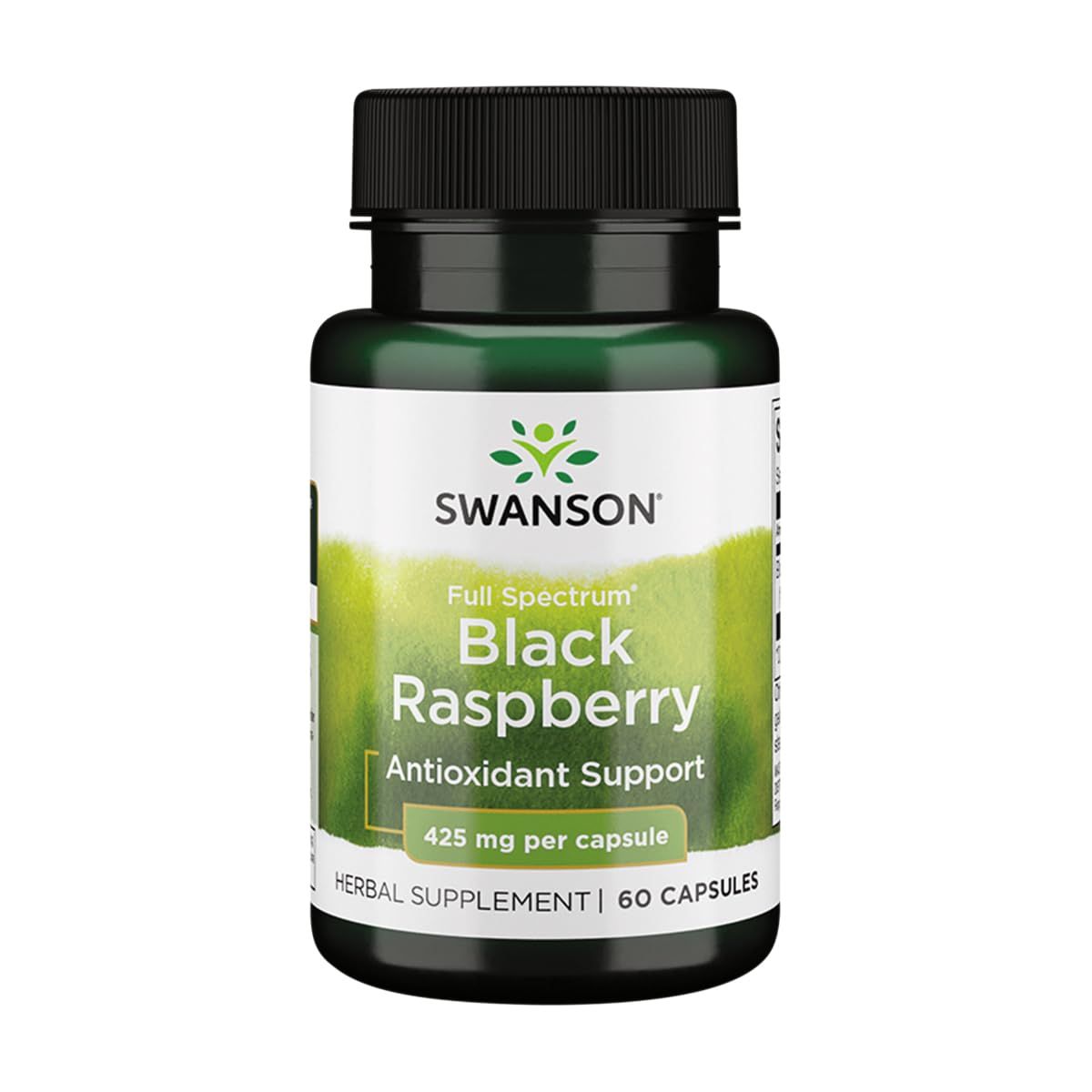 Swanson Black Raspberry - Herbal Supplement Promoting Overall Wellness Support - Natural Source of Flavonoids &amp; Vitamin C - (60 Capsules, 425mg Each)