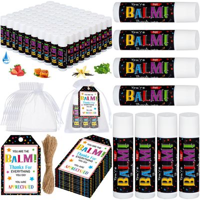 Siifert 100 Pack Back to School Appreciation Gifts Lip Balms Thank You Gift Bulk You&#39;re the Balm for Women Men Teachers Students Employee Coworkers Staff