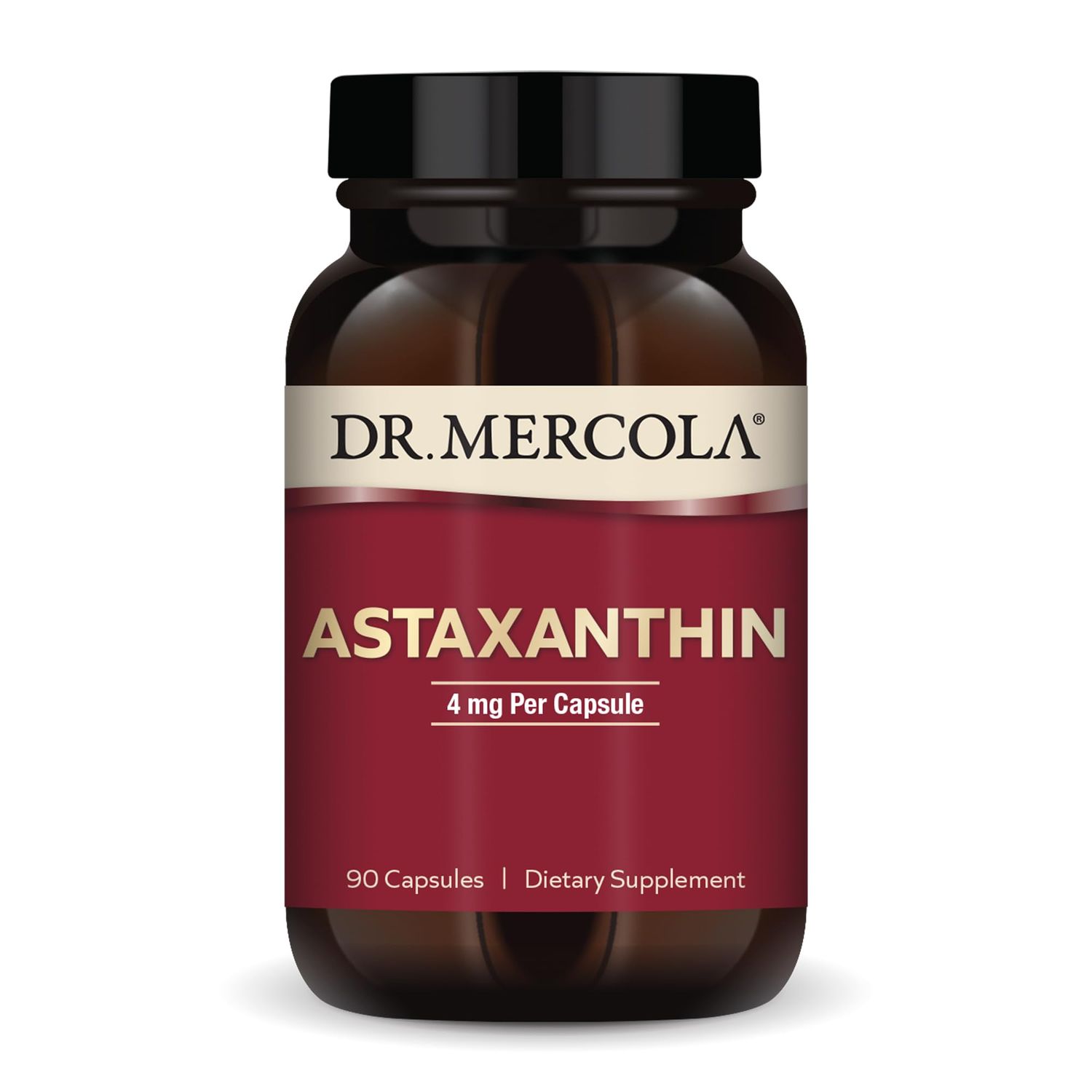 Dr. Mercola Organic Astaxanthin - 4 mg Astaxanthin - Powerful Antioxidant Support - Organic Microalgae Extract - Non-GMO, Gluten-Free &amp; Soy-Free - 90 Capsules (90 Servings)