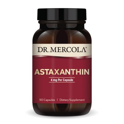 Dr. Mercola Organic Astaxanthin - 4 mg Astaxanthin - Powerful Antioxidant Support - Organic Microalgae Extract - Non-GMO, Gluten-Free &amp; Soy-Free - 90 Capsules (90 Servings)