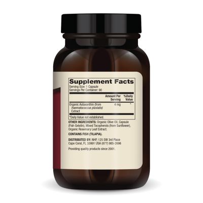 Dr. Mercola Organic Astaxanthin - 4 mg Astaxanthin - Powerful Antioxidant Support - Organic Microalgae Extract - Non-GMO, Gluten-Free &amp; Soy-Free - 90 Capsules (90 Servings)