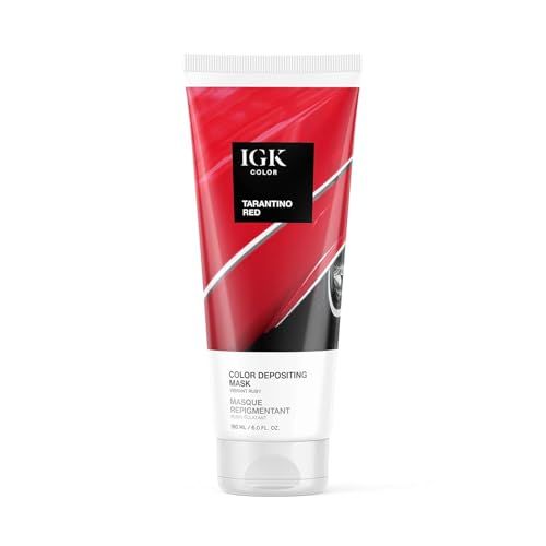 IGK Hair Gloss Toner &amp; Color Depositing Mask | Vibrant Ruby Semi-Permanent | Vegan Cruelty Free | Tarantino Red