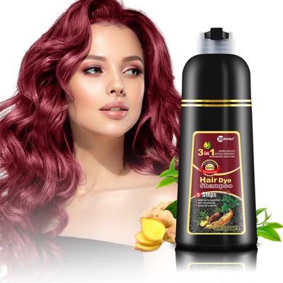 Leorx 3 In 1 Wine Red Color Hair Dye shampoo, For Refresh and Instant Herbal Coloring For Women&amp;Men - Tintes Para El Cabello Profesional