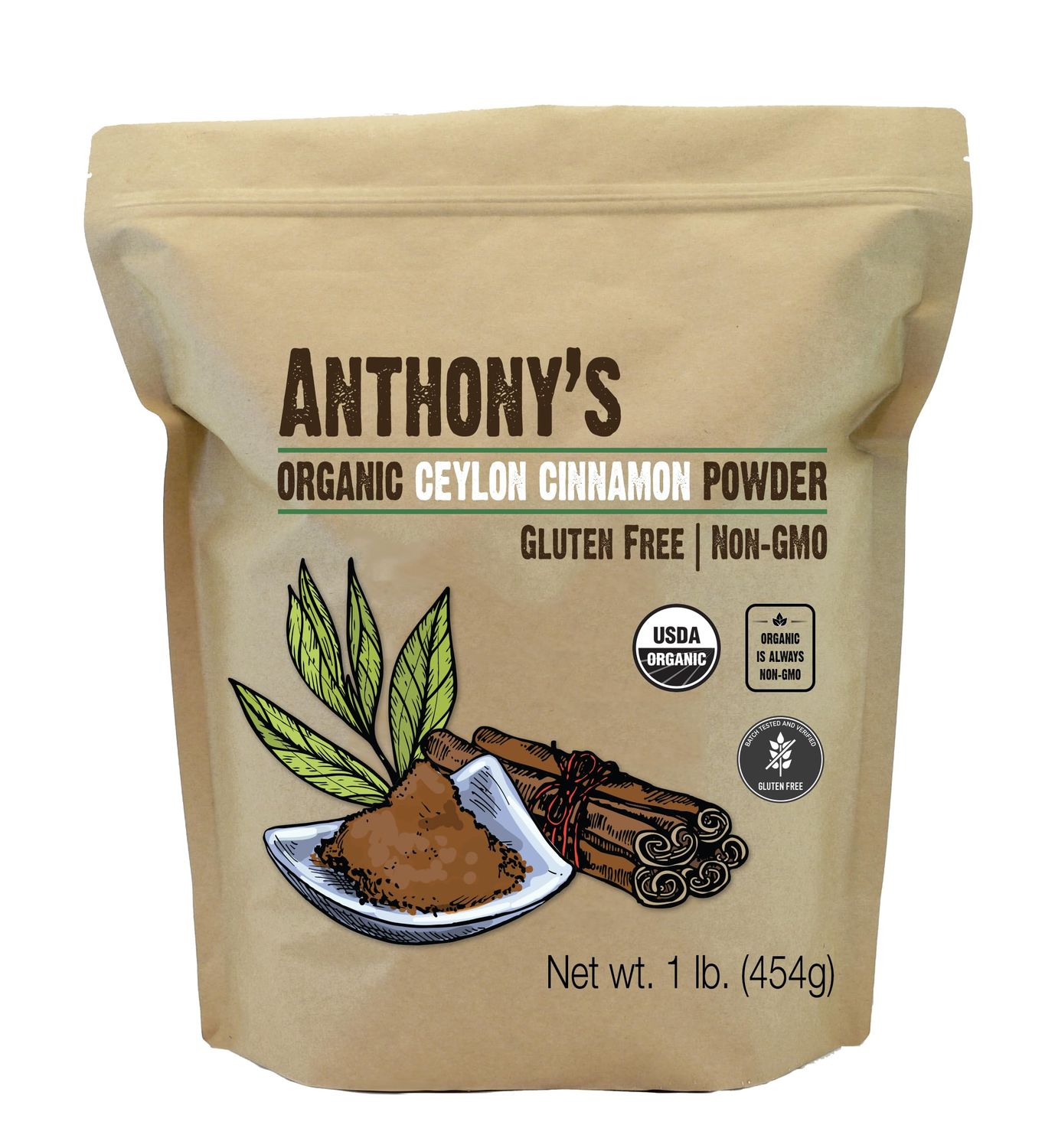 Anthony&#39;s Organic Ceylon Cinnamon Powder, 1 lb, Ground, Gluten Free, Non Irradiated, Non GMO, Keto Friendly