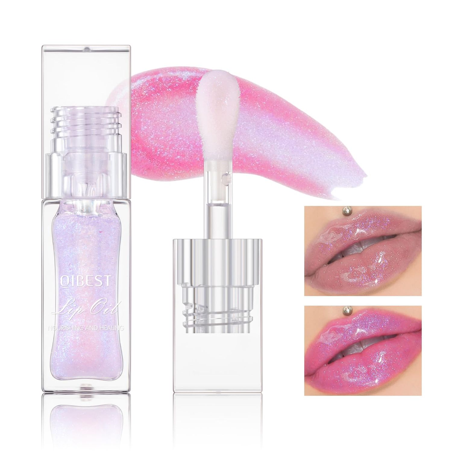 Sulily Magic Color Changing Lip Oil,2024 New Glitter Moisturizing Lip Glow Oil,Long Lasting Nourishing Plumping Glimmer Glow Lipstick,Non-sticky Fresh Nourishing Transparent Lip Care