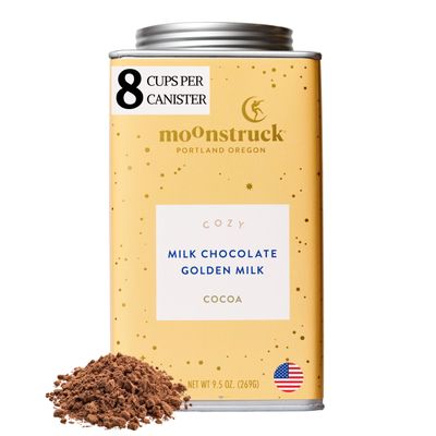 Moonstruck Chocolate Cozy Ginger and Turmeric Milk Chocolate Hot Cocoa Mix, 9.5oz (Pack of 1)
