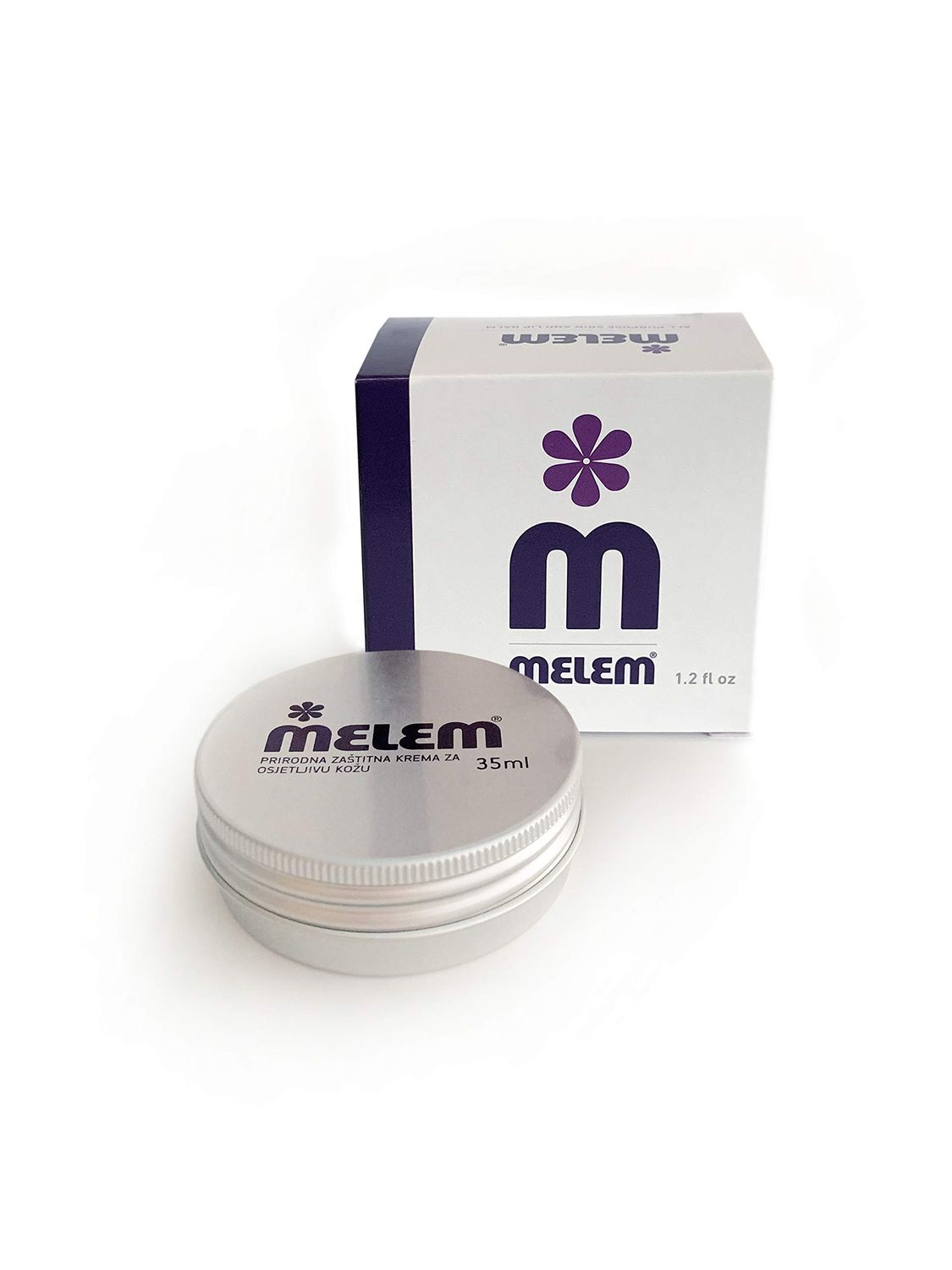 Melem Skin and Lip Balm with Lanolin, Moisturizes Dry, Flaky and Cracked Skin, in Single Large Tin (1.2 oz.)