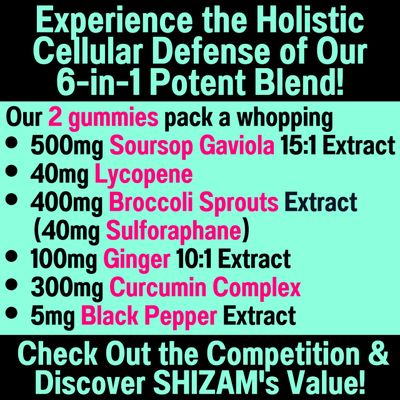 Soursop Graviola Curcumin Lycopene Broccoli Sprouts Sulforaphane Extract Gummies with Turmeric Curcumin Ginger Black Pepper, Sour Sop Guyabano Leaf Supplement, Chew Chewable Pills Capsules Supplements