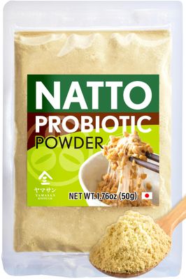 YAMASAN KYOTO UJI Japanese Natto Fermented Soybean Powder, Freeze-Dried Natto Powder, Vitamin K, Japanese Probiotic and Prebiotic Superfood - Low Sodium, Non-GMO, Vegan, Made in Japan 50g(1.76oz)