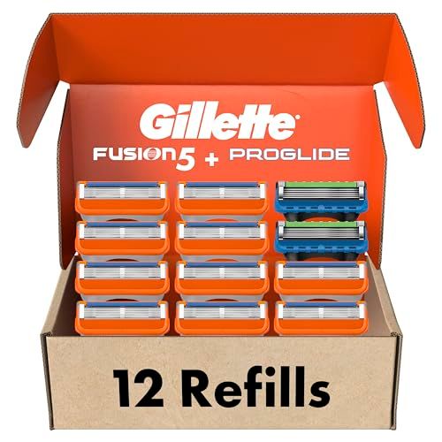 Gillette Fusion5 Men&#39;s Razor Blade Refills, 10 Count Fusion5 ProGlide Razor Blade Refills - 2 Count | One Pack of 12 Refills