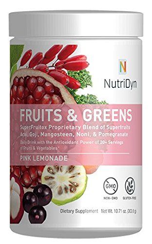 NutriDyn Fruit &amp; Greens Super Food Antioxidant Supplement, Certified Organic, Gluten-Free and Non-GMO Super Fruit/Vegetable (Pink Lemonade)