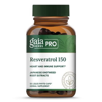 Gaia Herbs Pro Resveratrol 150 - Offers Heart Health &amp; Immune Support - Contains Japanese Knotweed - Vegan, Soy-Free &amp; Gluten-Free - 50 Liquid Phyto-Caps (25 Servings)
