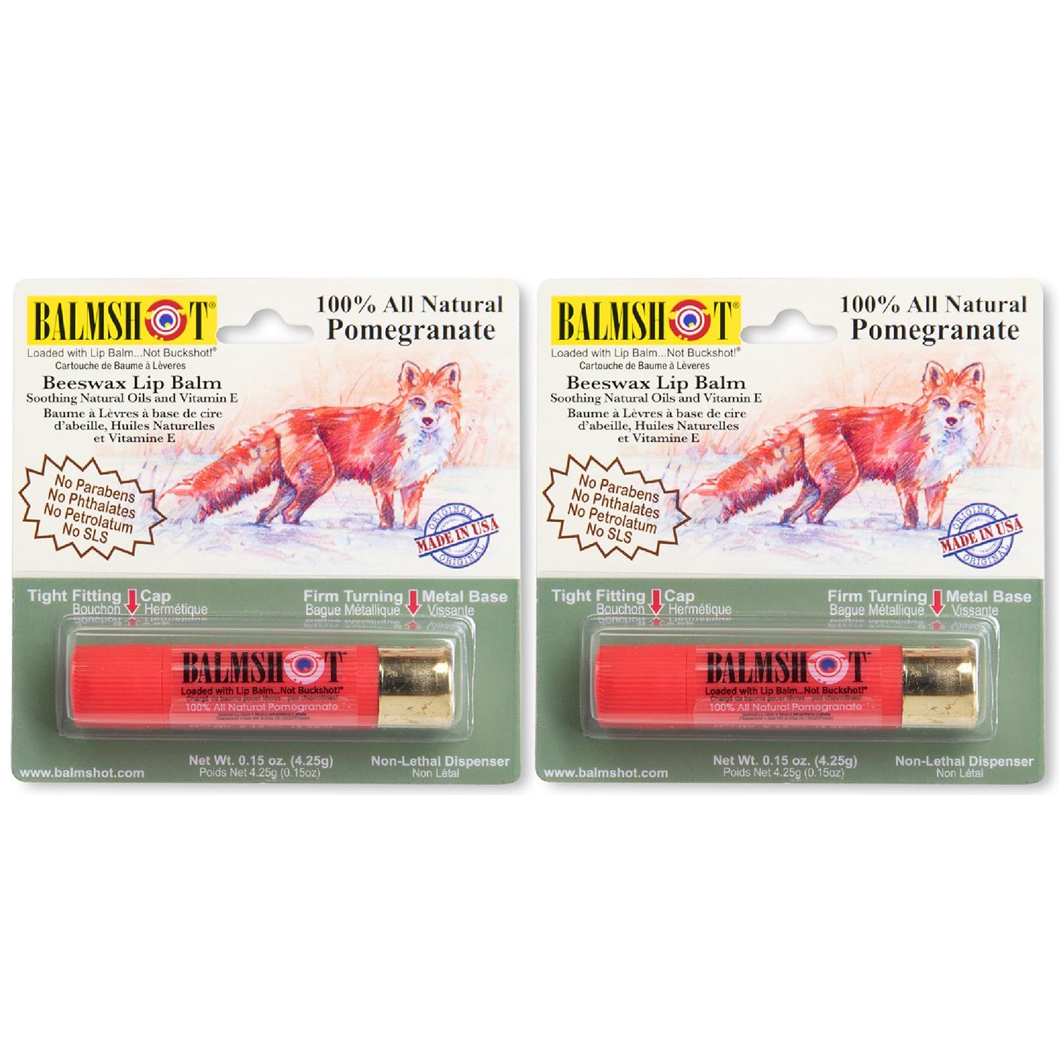 BALMSHOT Two Pack of 100 All Natural Pomegranate Lip Balm