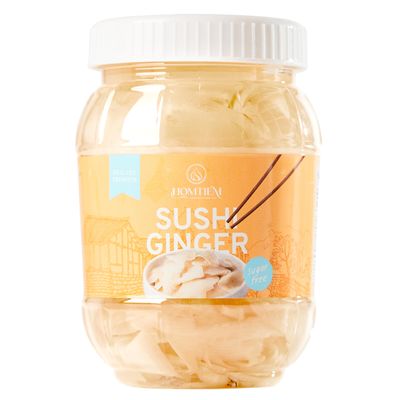 Homtiem Pickled Sushi Ginger (12 OZ)(1 Jar) Japanese White Young Gari Sushi Ginger, Sweeteners from Stevia, Healthy and Natural, No Coloring, Fat Free, Sugar Free, No MSG, Perfect for Rice