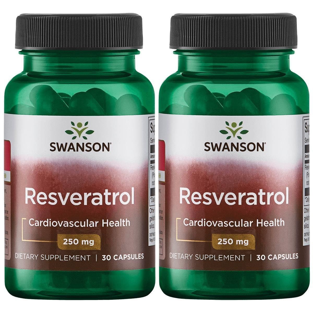 Swanson Resveratrol - Higher Potency 250 mg 30 Caps (2 Pack)