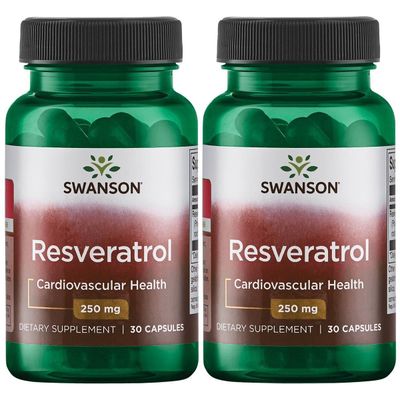 Swanson Resveratrol - Higher Potency 250 mg 30 Caps (2 Pack)
