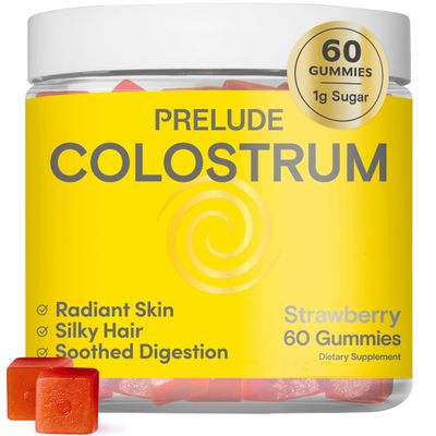 Prelude Bovine Colostrum Chews for Gut Health, Bloating &amp; Beauty for Women &amp; Men - Grassfed Colostrum Gummies for Digestive Health Immunity &amp; Overall Wellness - Colostrum Supplement Made in USA